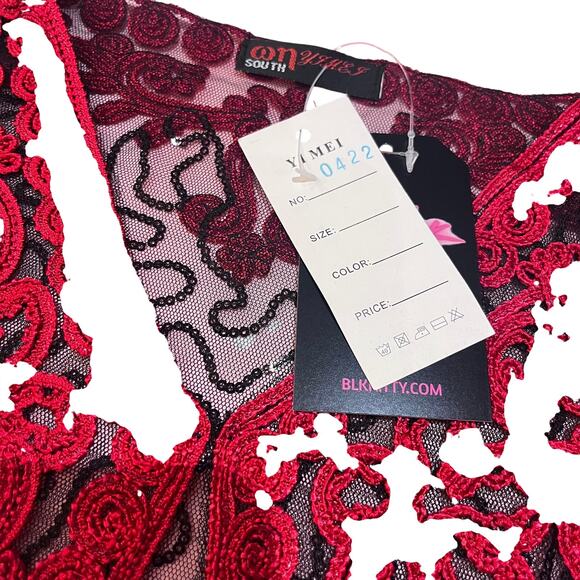 Mesh Embroidered Sequin Top M NWT - Picture 5 of 8